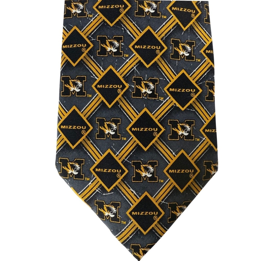 Eagles Wings Missouri Tigers Mizzou Mens Silk Necktie Black Gold NEW